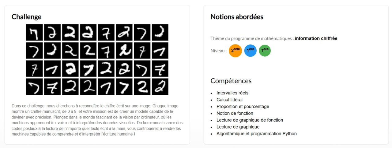Exemple de challenge "distinguer un 2 d'un 7"
