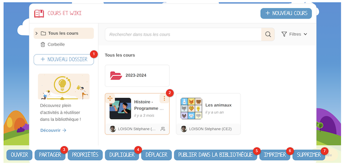 Capture de l'interface de ONE permettant d'effectuer des tâches de gestion de documents.